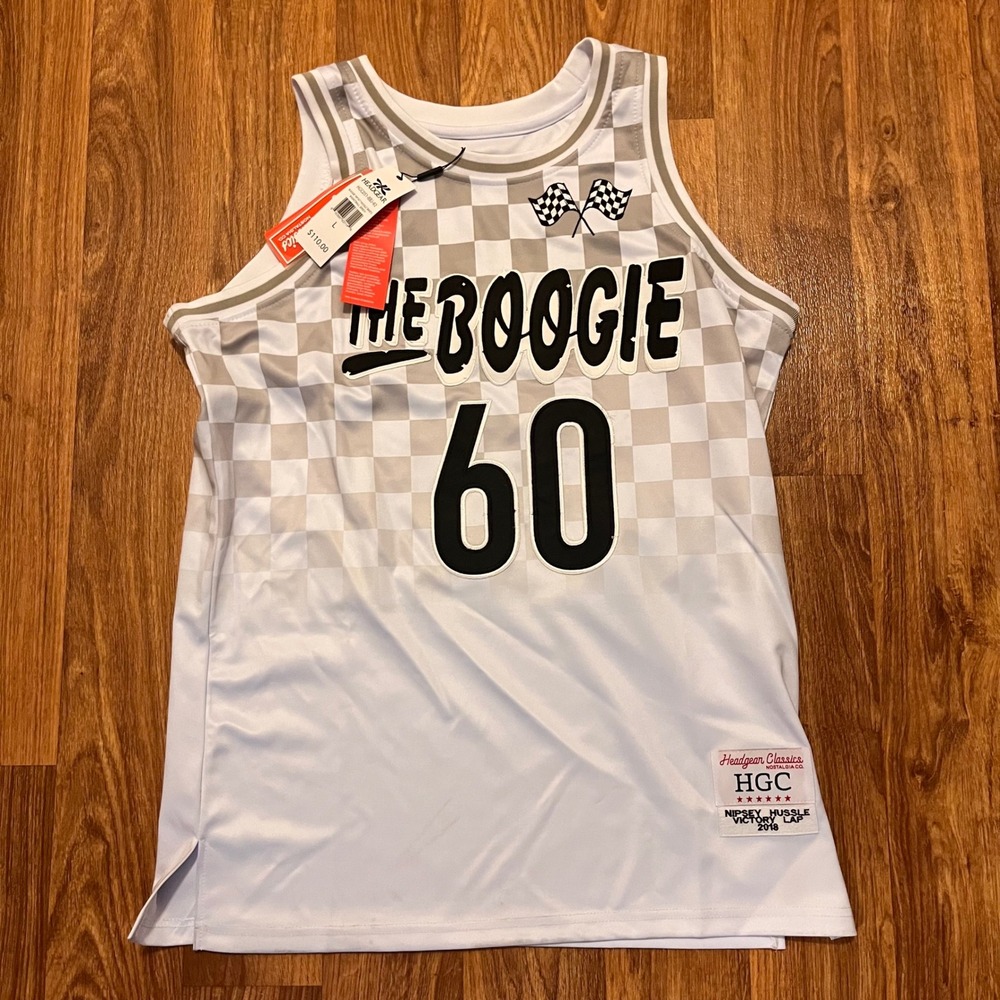 Headgear Classics Nipsey Hussle Victory Lap Jersey Mens L White Grey Checkered